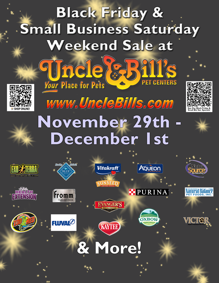 Uncle Bills Black Friday Small Business Saturday Weekend Sale Specials Flyer Sign